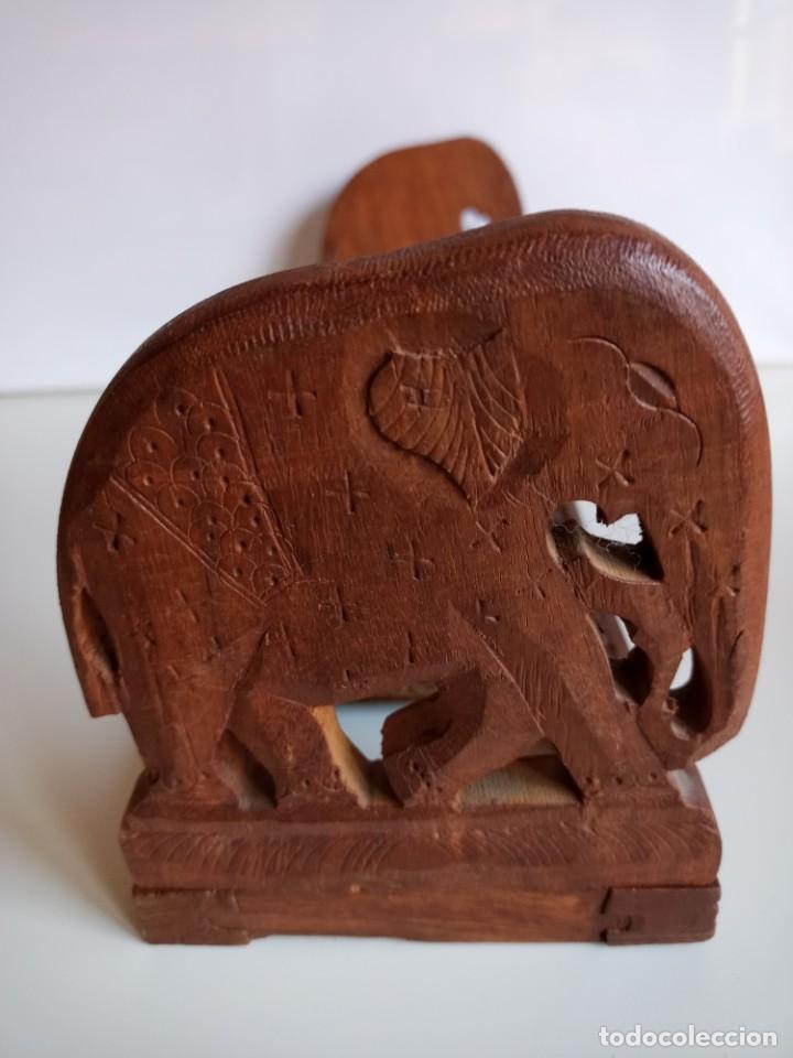 Arte: Sujetalibros extensible de madera labrada. Oriental - Foto 8