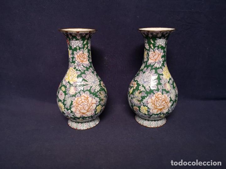 Arte: PAREJA JARRONES CHINOS EN ESMALTE - Foto 1