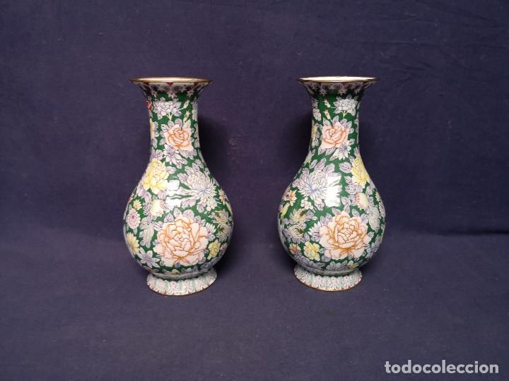 Arte: PAREJA JARRONES CHINOS EN ESMALTE - Foto 2