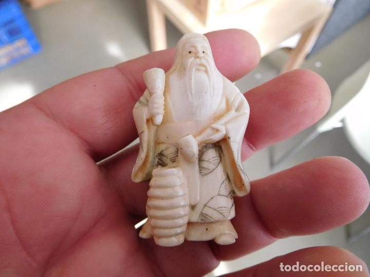Arte: Netsuke de marfil antiguo - Foto 1