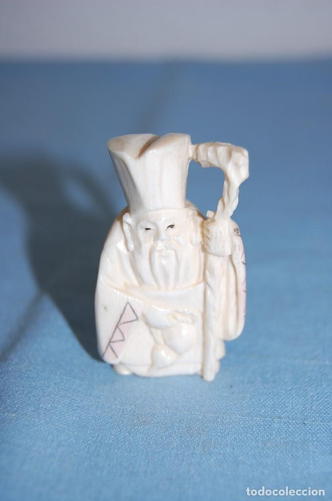 Arte: NETSUKE MONJE CON MARCA EN BASE - Foto 1