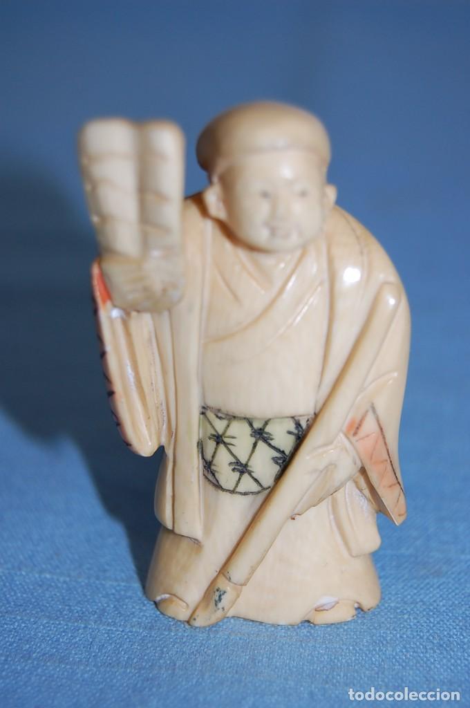 Arte: NETSUKE SABIO CON MARCA EN BASE - Foto 1