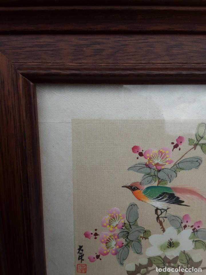 Arte: Cuadro pintado sobre seda, firmado - Foto 4