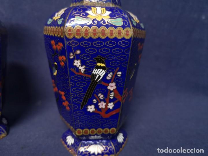 Arte: PAREJA DE JARRONES EN CLOISONNE - Foto 4