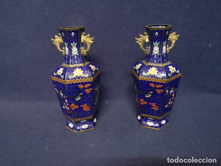 Arte: PAREJA DE JARRONES EN CLOISONNE - Foto 5