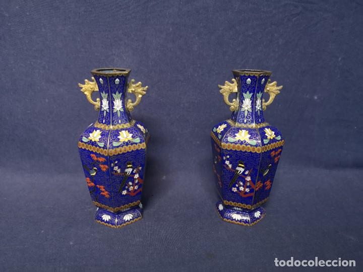 Arte: PAREJA DE JARRONES EN CLOISONNE - Foto 8