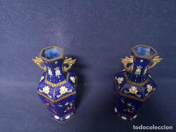 Arte: PAREJA DE JARRONES EN CLOISONNE - Foto 9