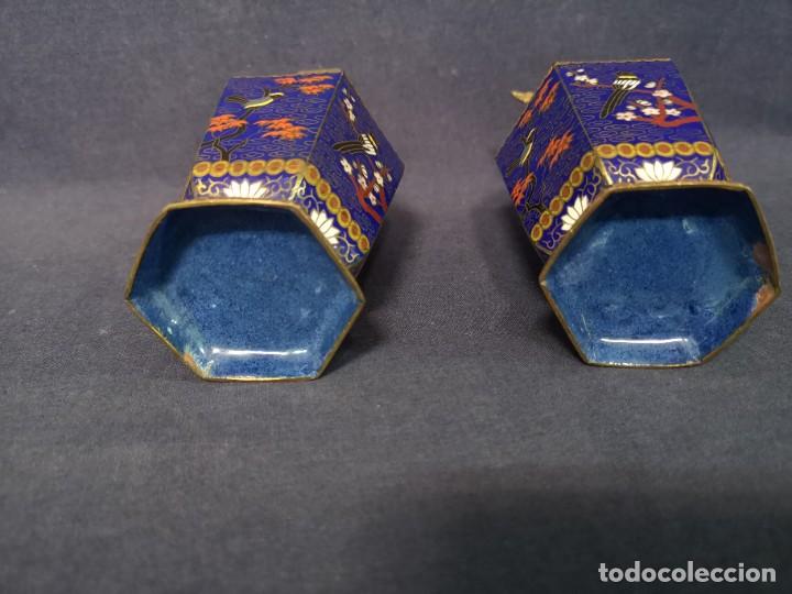 Arte: PAREJA DE JARRONES EN CLOISONNE - Foto 10