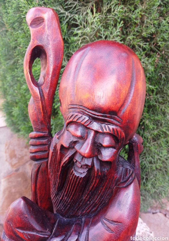 Arte: BUDA - DIOS CHINO - TALLA SOBRE MADERA DE PALISANDRO - - Foto 2