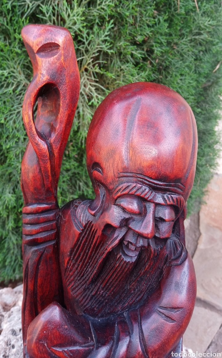 Arte: BUDA - DIOS CHINO - TALLA SOBRE MADERA DE PALISANDRO - - Foto 3