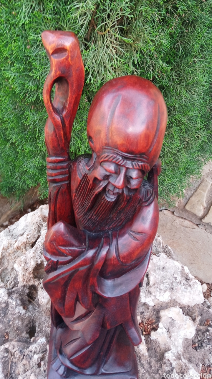 Arte: BUDA - DIOS CHINO - TALLA SOBRE MADERA DE PALISANDRO - - Foto 4
