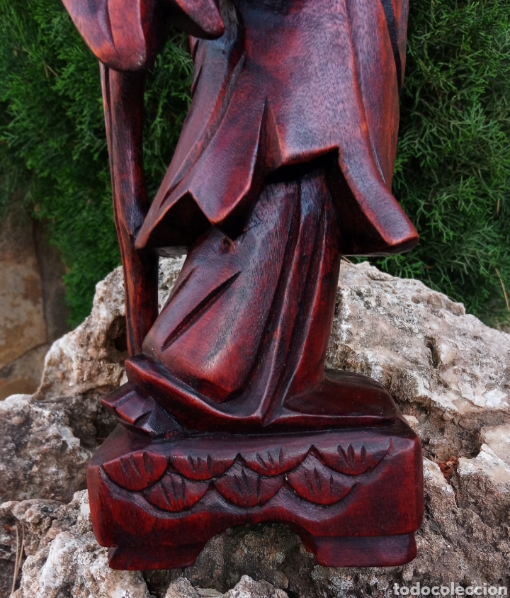 Arte: BUDA - DIOS CHINO - TALLA SOBRE MADERA DE PALISANDRO - - Foto 5