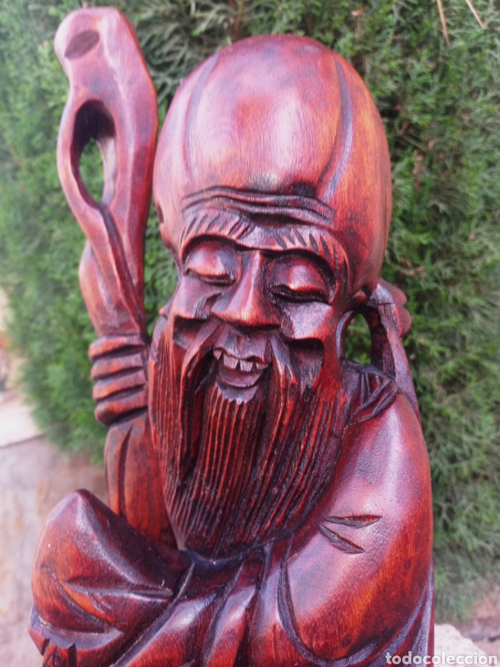 Arte: BUDA - DIOS CHINO - TALLA SOBRE MADERA DE PALISANDRO - - Foto 6