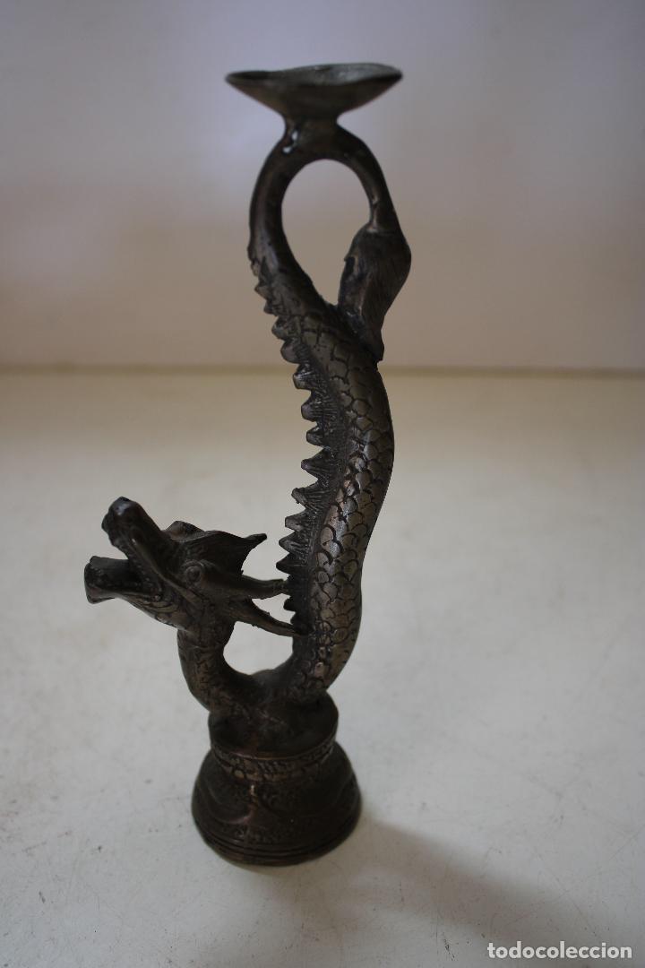 Arte: dragon candelabro bronce - Foto 4