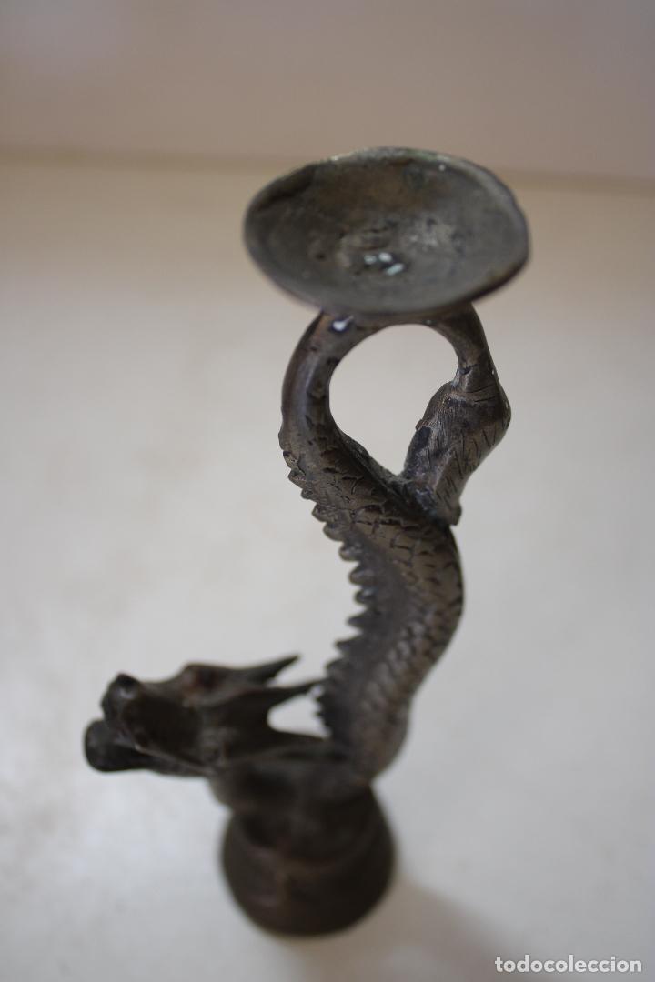 Arte: dragon candelabro bronce - Foto 8