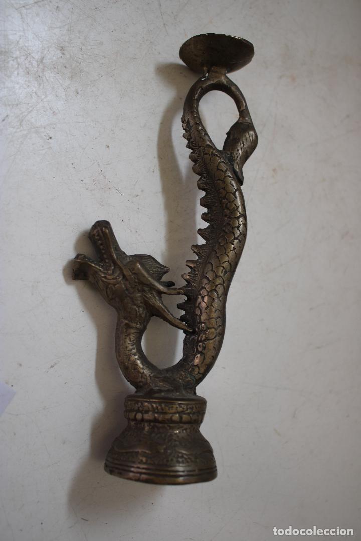 Arte: dragon candelabro bronce - Foto 1