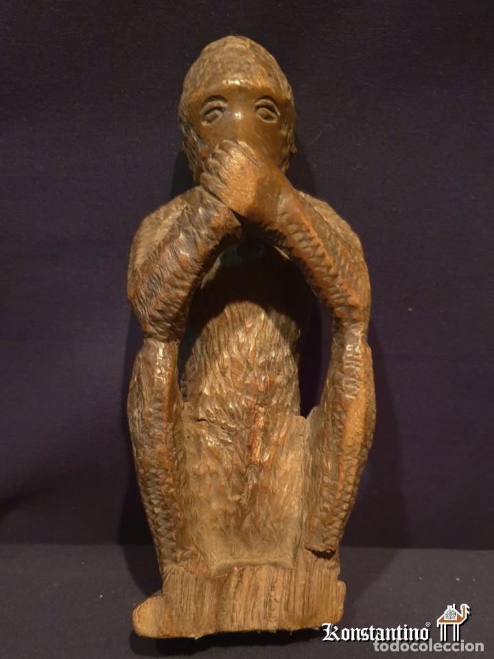 Arte: FIGURA AFRICANA ANTIGUA EN MADERA 18X7 CMS - Foto 2