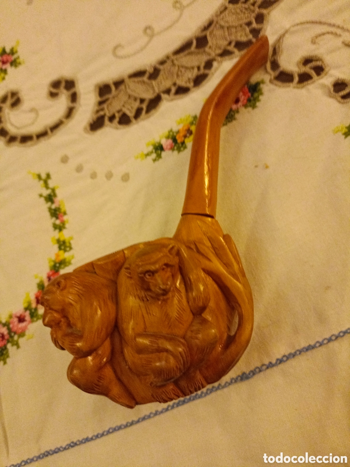 Arte: Pipa tallada con 3 monos - Foto 6