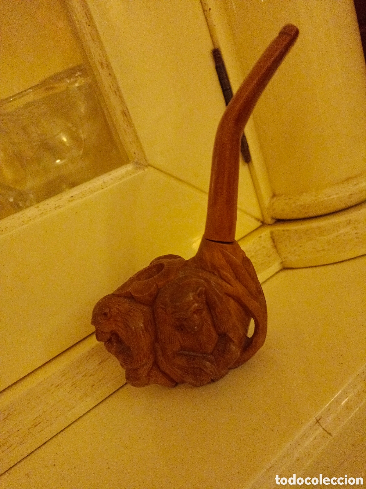 Arte: Pipa tallada con 3 monos - Foto 8