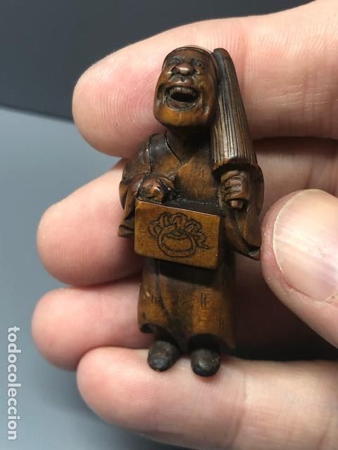 Arte: Excelente Netsuke. Madera Siglo XIX. - Foto 3