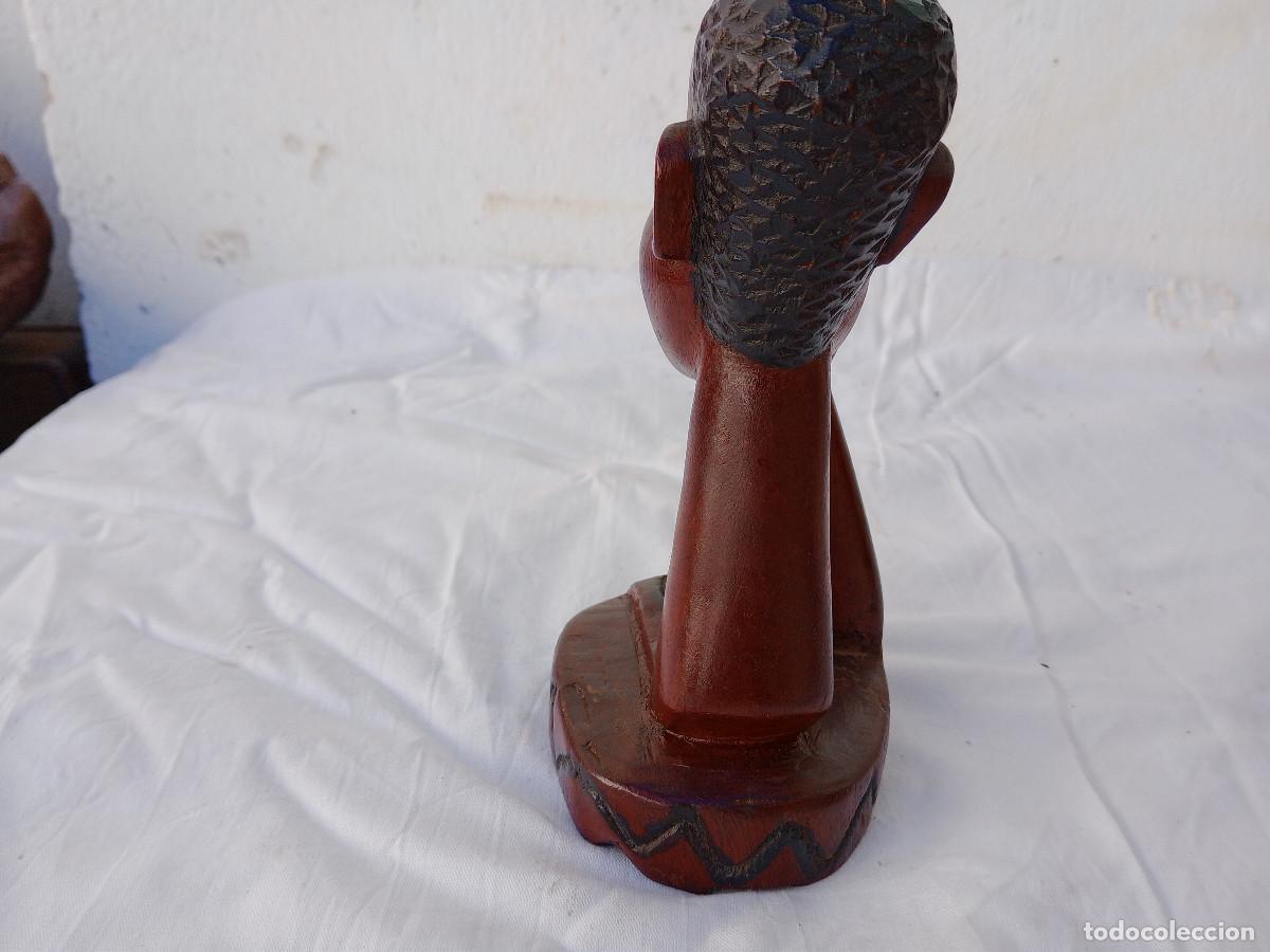 Arte: busto africano madera - Foto 3
