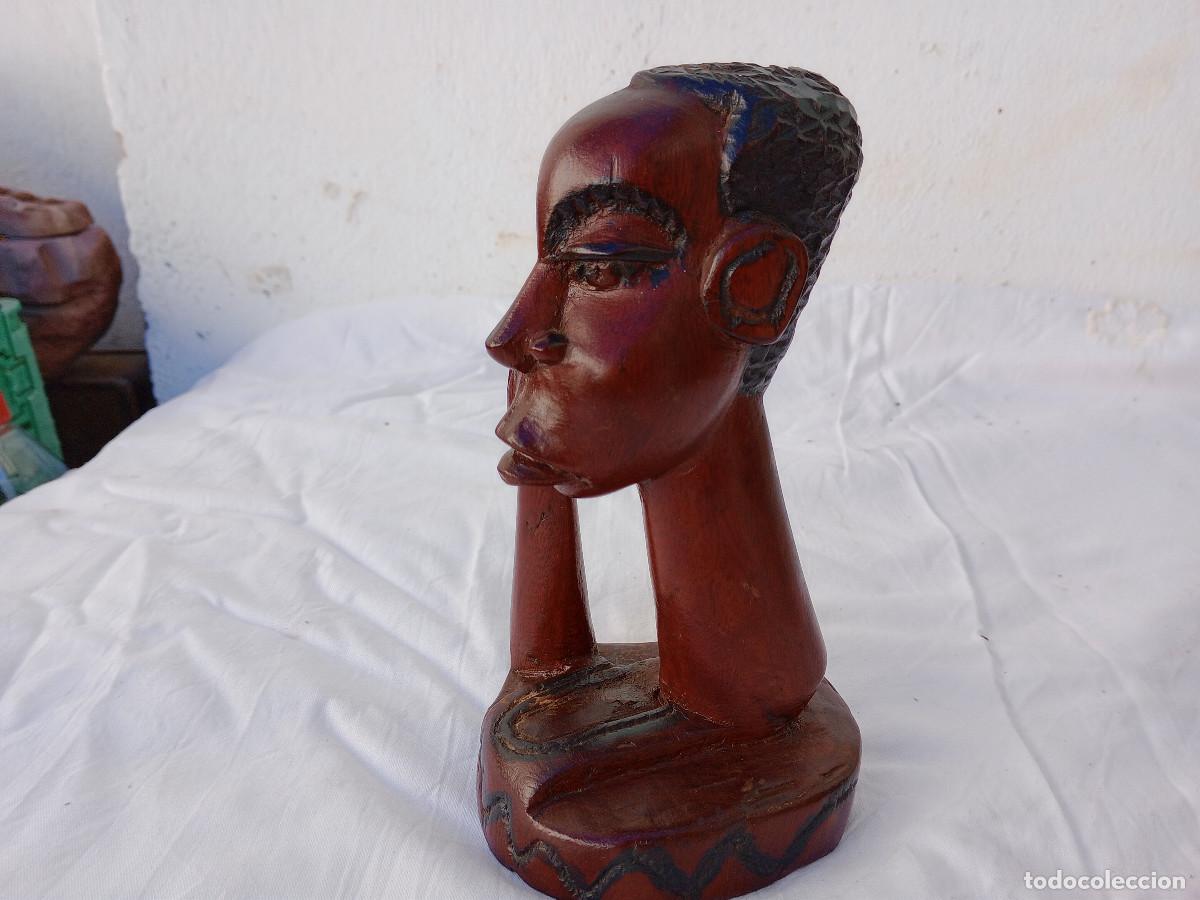 Arte: busto africano madera - Foto 4