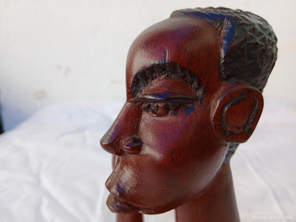 Arte: busto africano madera - Foto 5