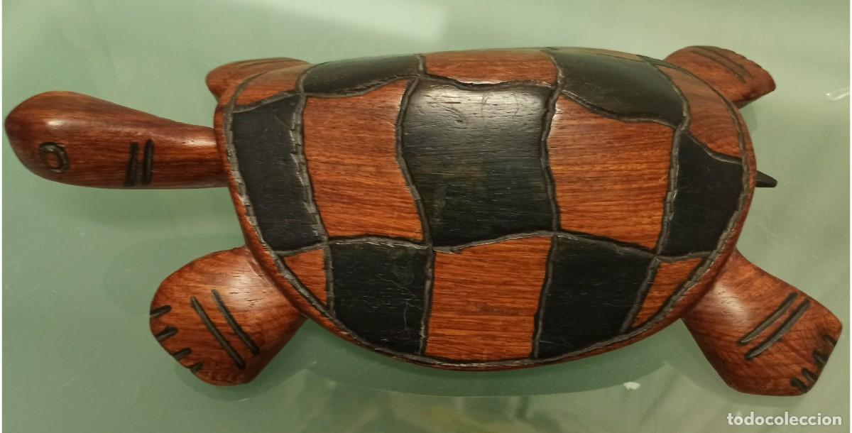 Arte: TORTUGA MADERA MACIZA TALLADA - Foto 1