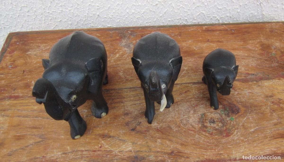 Arte: Tres elefantes en madera de ebano - Foto 5