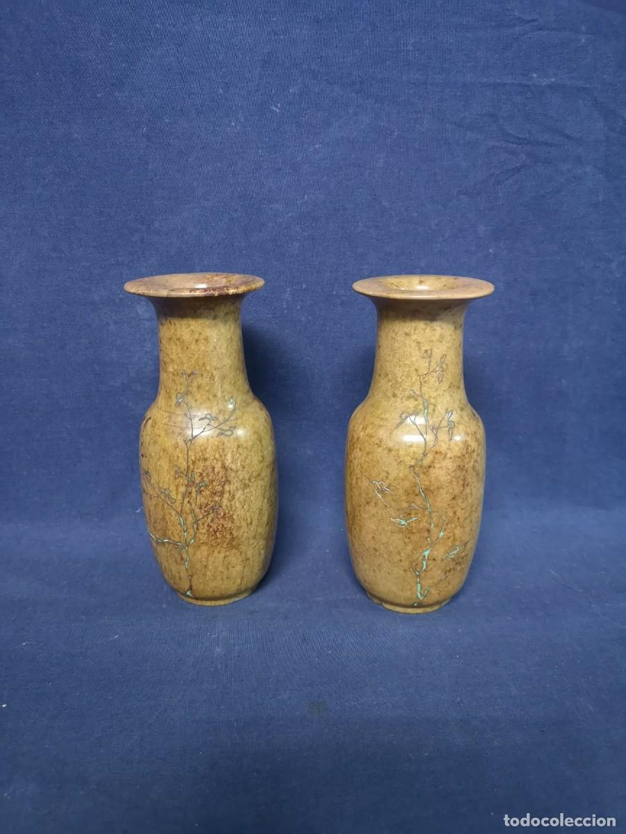 Arte: PAREJA DE JARRONES CHINOS EN PIEDRA - Foto 3
