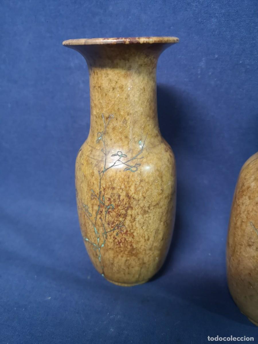 Arte: PAREJA DE JARRONES CHINOS EN PIEDRA - Foto 5