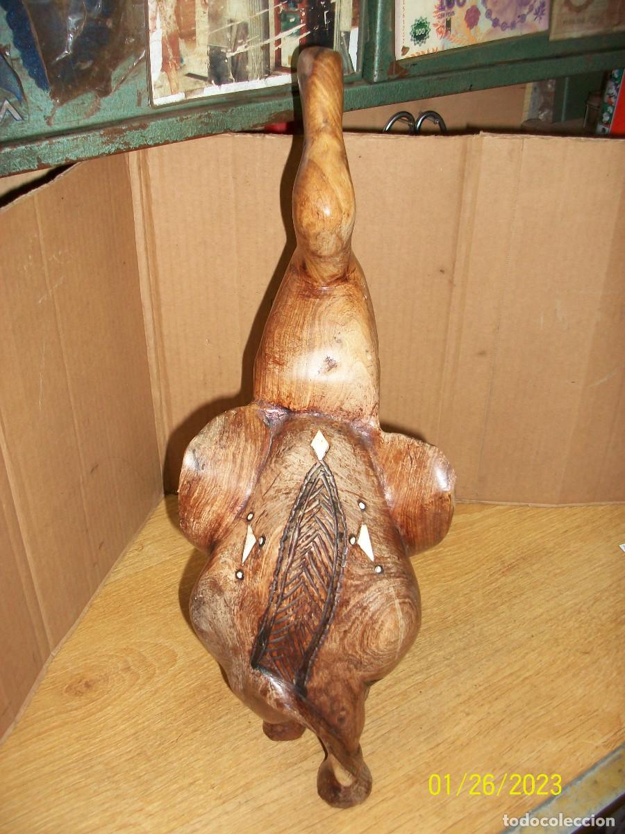 Arte: GRAN ELEFANTE DE MADERA AFICANO - Foto 2