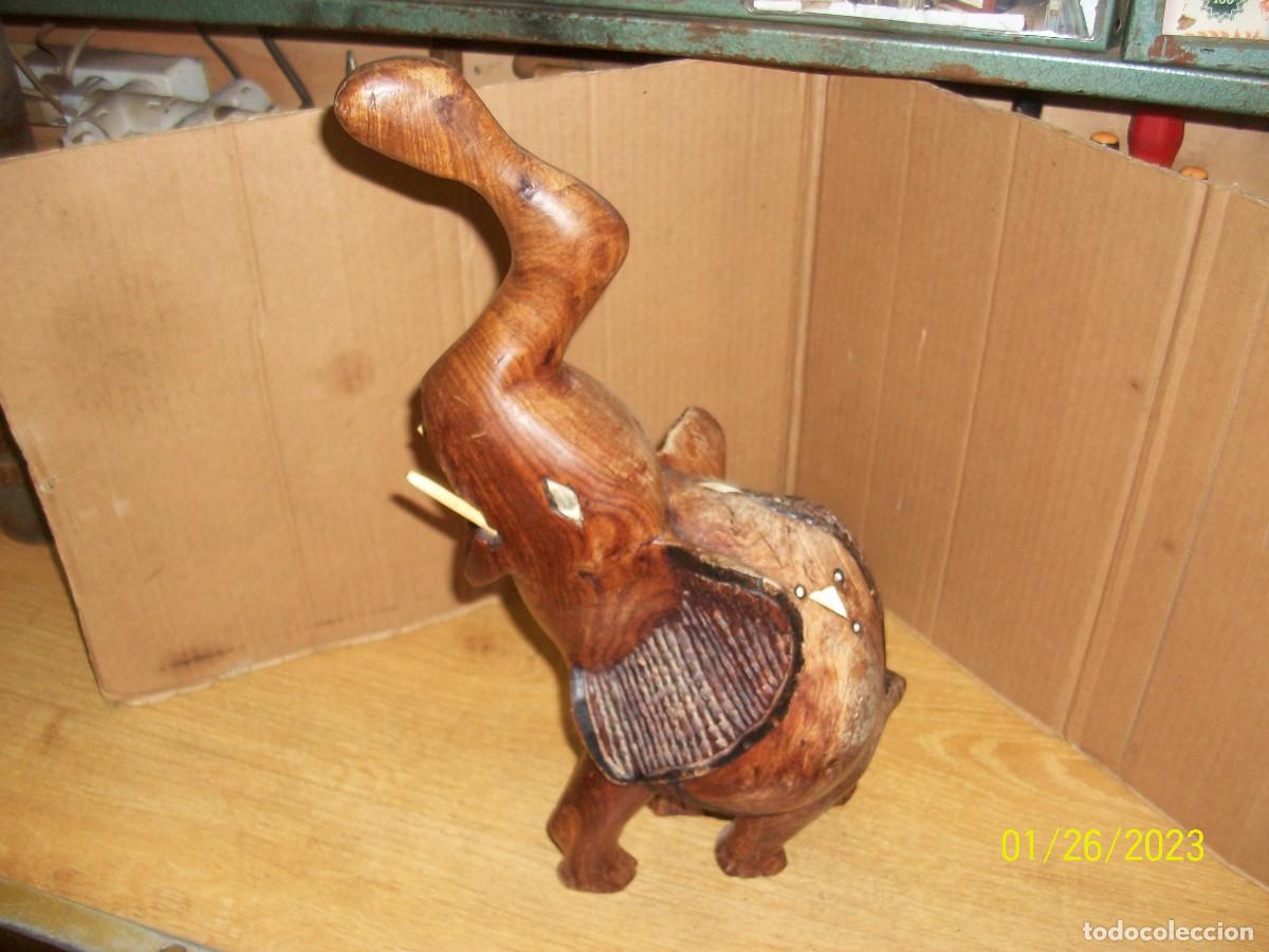 Arte: GRAN ELEFANTE DE MADERA AFICANO - Foto 3