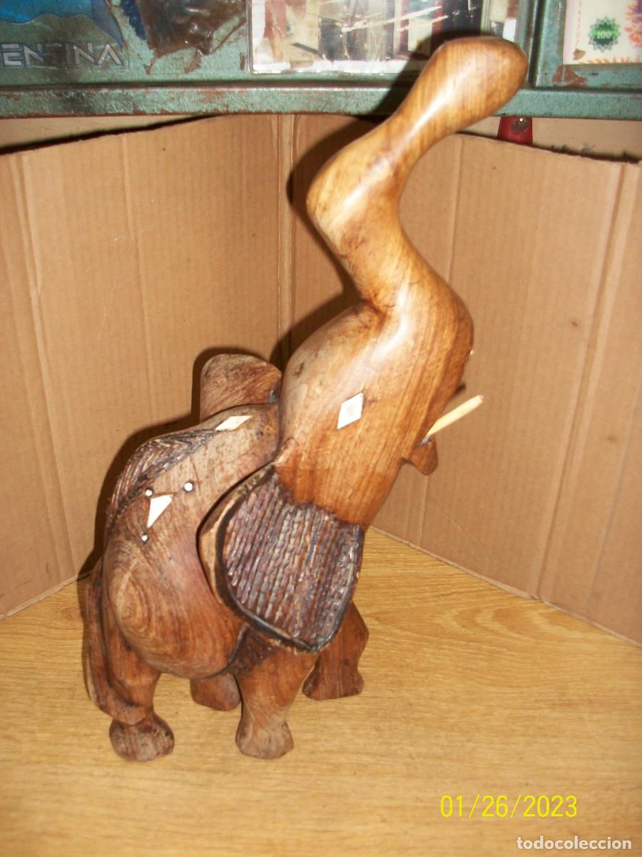 Arte: GRAN ELEFANTE DE MADERA AFICANO - Foto 5