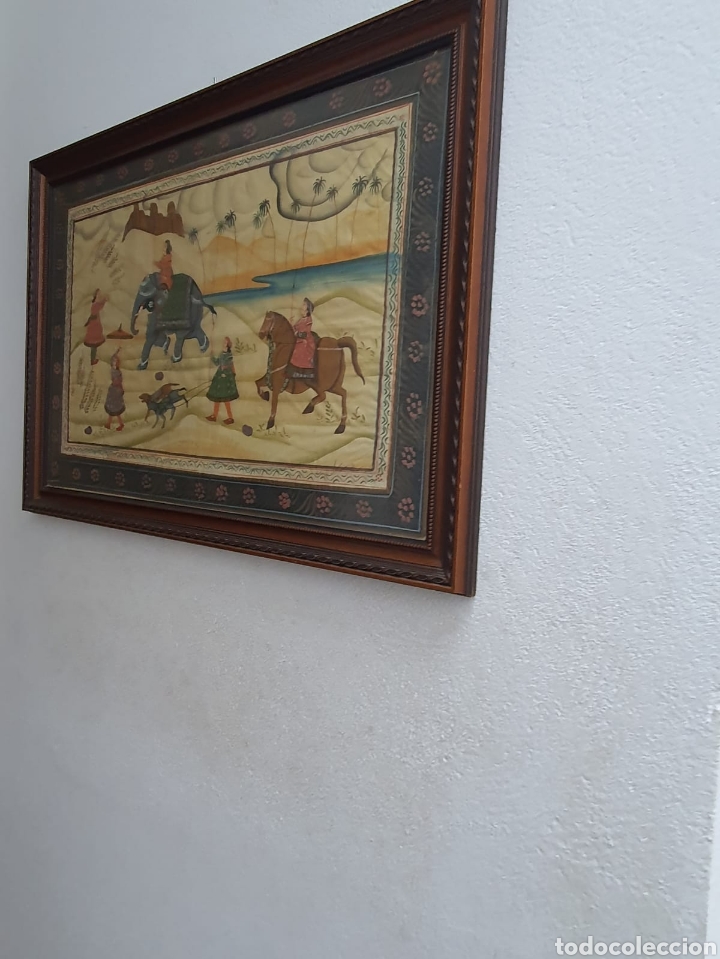 Arte: Pa&ntilde;uelo Mongol Antiguo Enmarcado - Foto 2