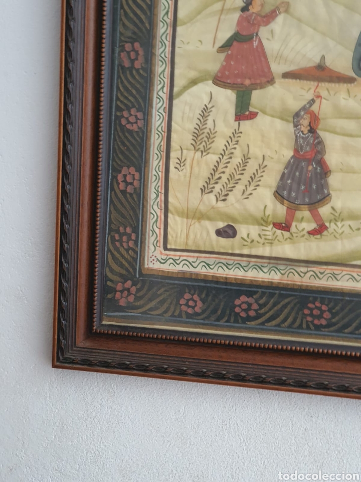Arte: Pa&ntilde;uelo Mongol Antiguo Enmarcado - Foto 3