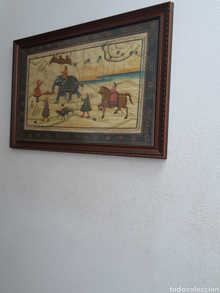 Arte: Pa&ntilde;uelo Mongol Antiguo Enmarcado - Foto 4