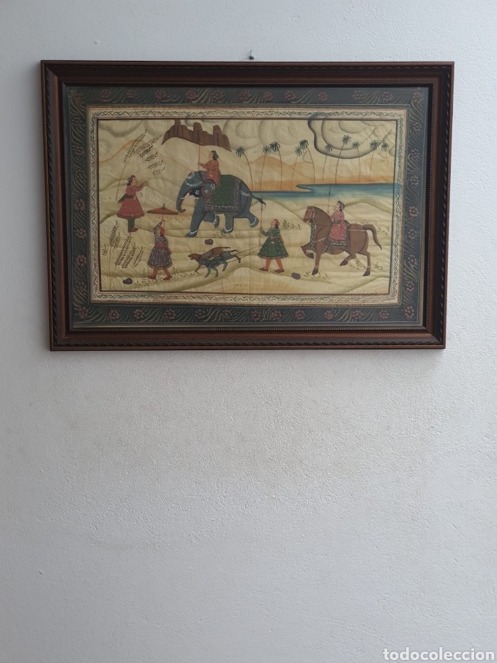 Arte: Pa&ntilde;uelo Mongol Antiguo Enmarcado - Foto 1