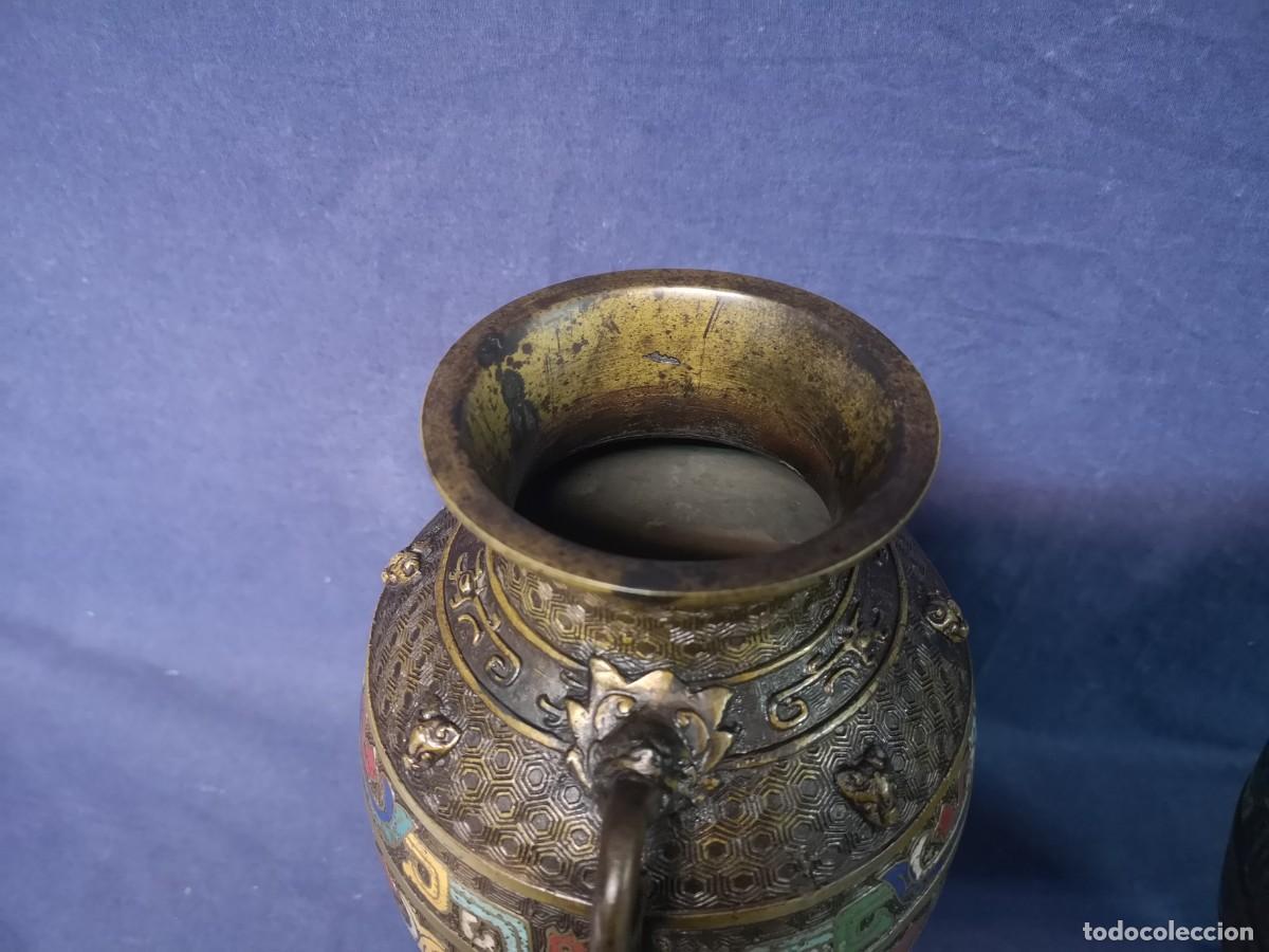 Arte: PAREJA DE JARRONES EN BRONCE ORIENTALES - Foto 11