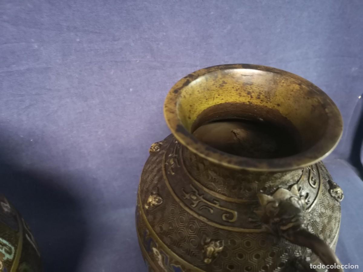 Arte: PAREJA DE JARRONES EN BRONCE ORIENTALES - Foto 12