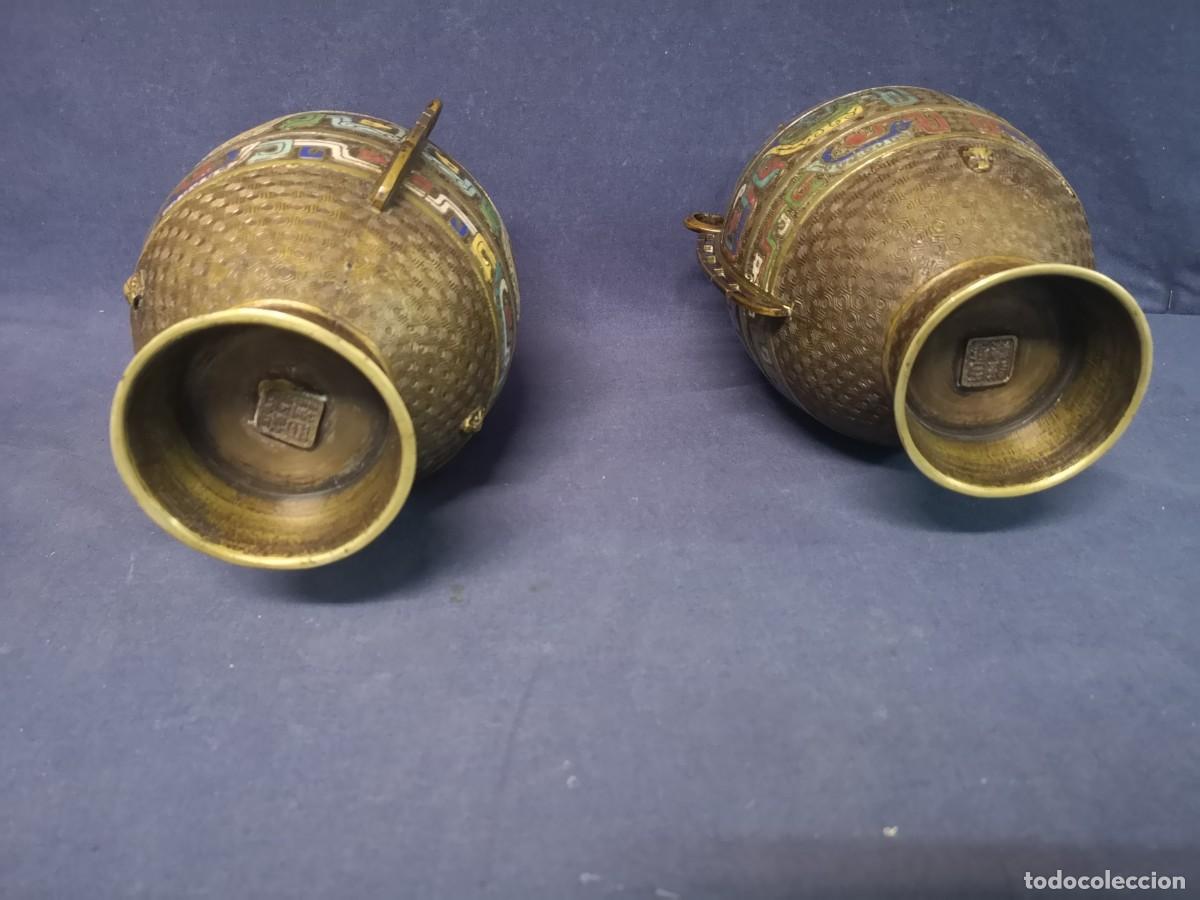Arte: PAREJA DE JARRONES EN BRONCE ORIENTALES - Foto 13