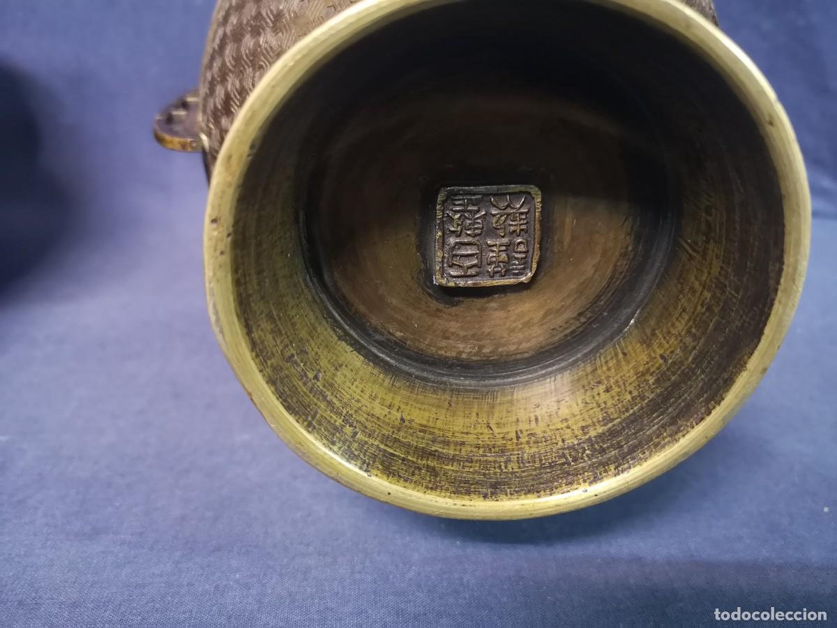 Arte: PAREJA DE JARRONES EN BRONCE ORIENTALES - Foto 15