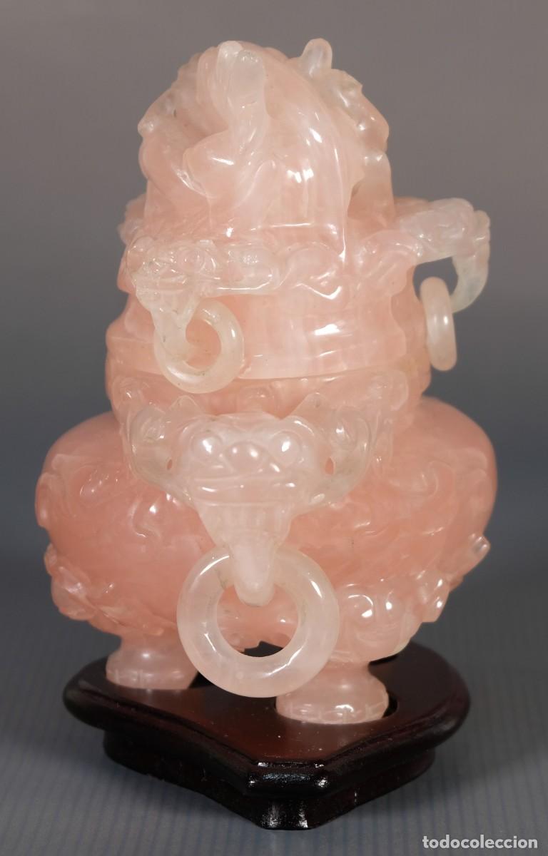 Arte: Potiche chino en cuarzo rosa - Foto 2