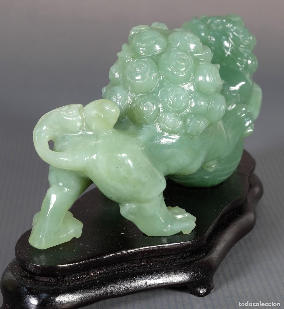 Arte: 2 leones chinos en jade - Foto 4