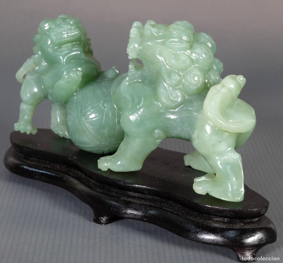 Arte: 2 leones chinos en jade - Foto 5