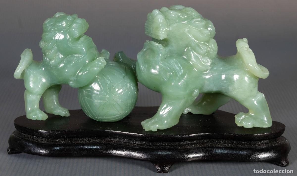 Arte: 2 leones chinos en jade - Foto 6