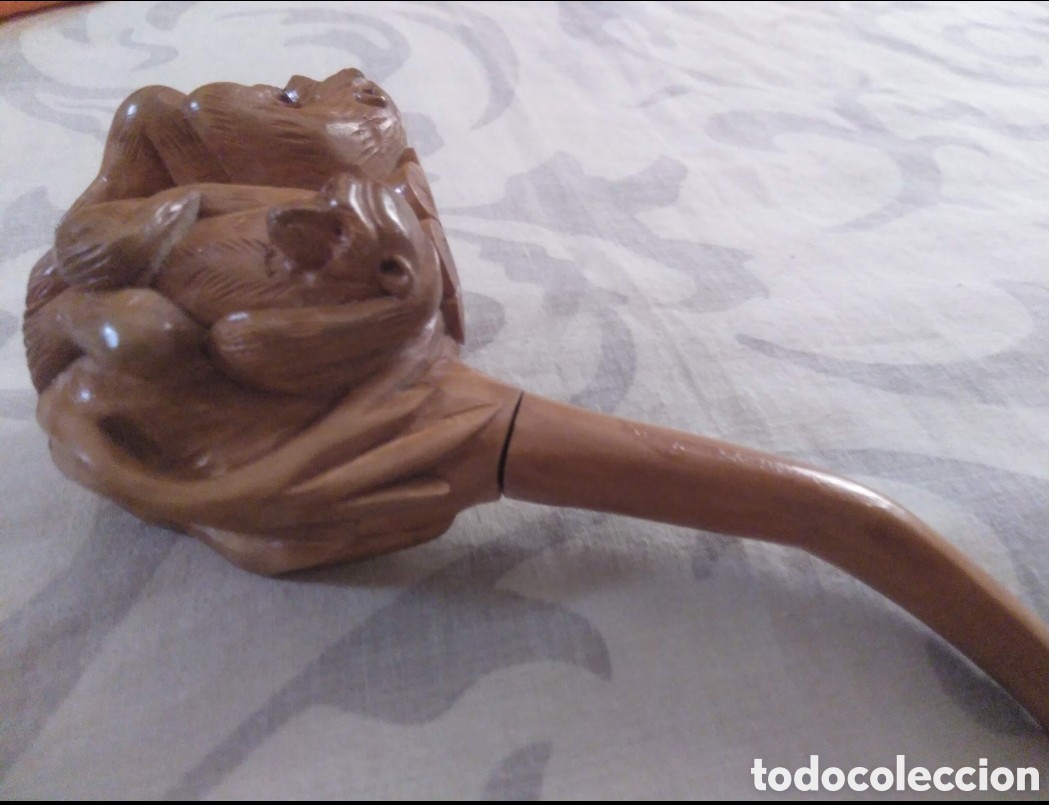 Arte: Pipa tallada con 3 monos - Foto 5