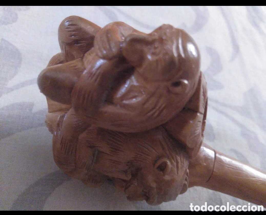 Art: Pipa tallada con 3 monos
