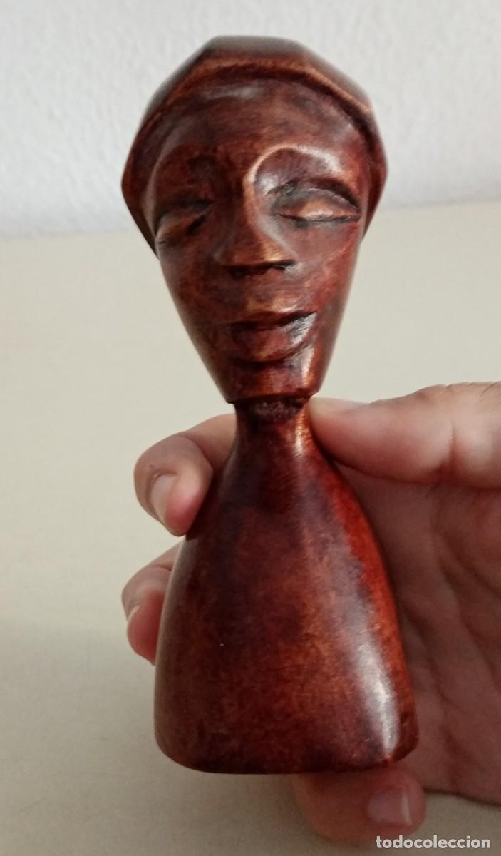 Arte: BUSTO AFRICANO TALLADO EN MADERA - Foto 2