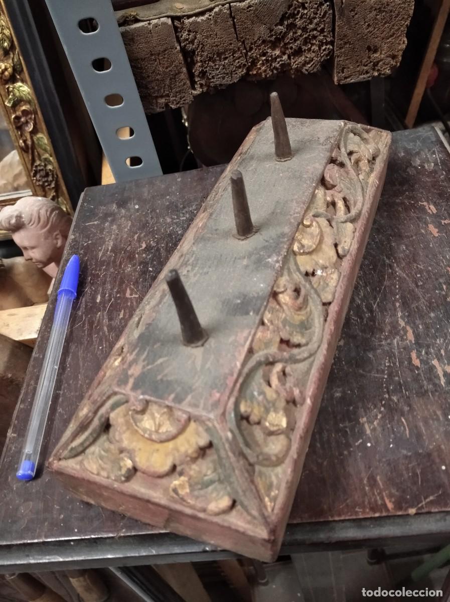 Arte: ANTIGUA BASE DE MADERA TALLADA, JAVA, S. XIX. INDONESIA, A IDENTIFICAR - Foto 2